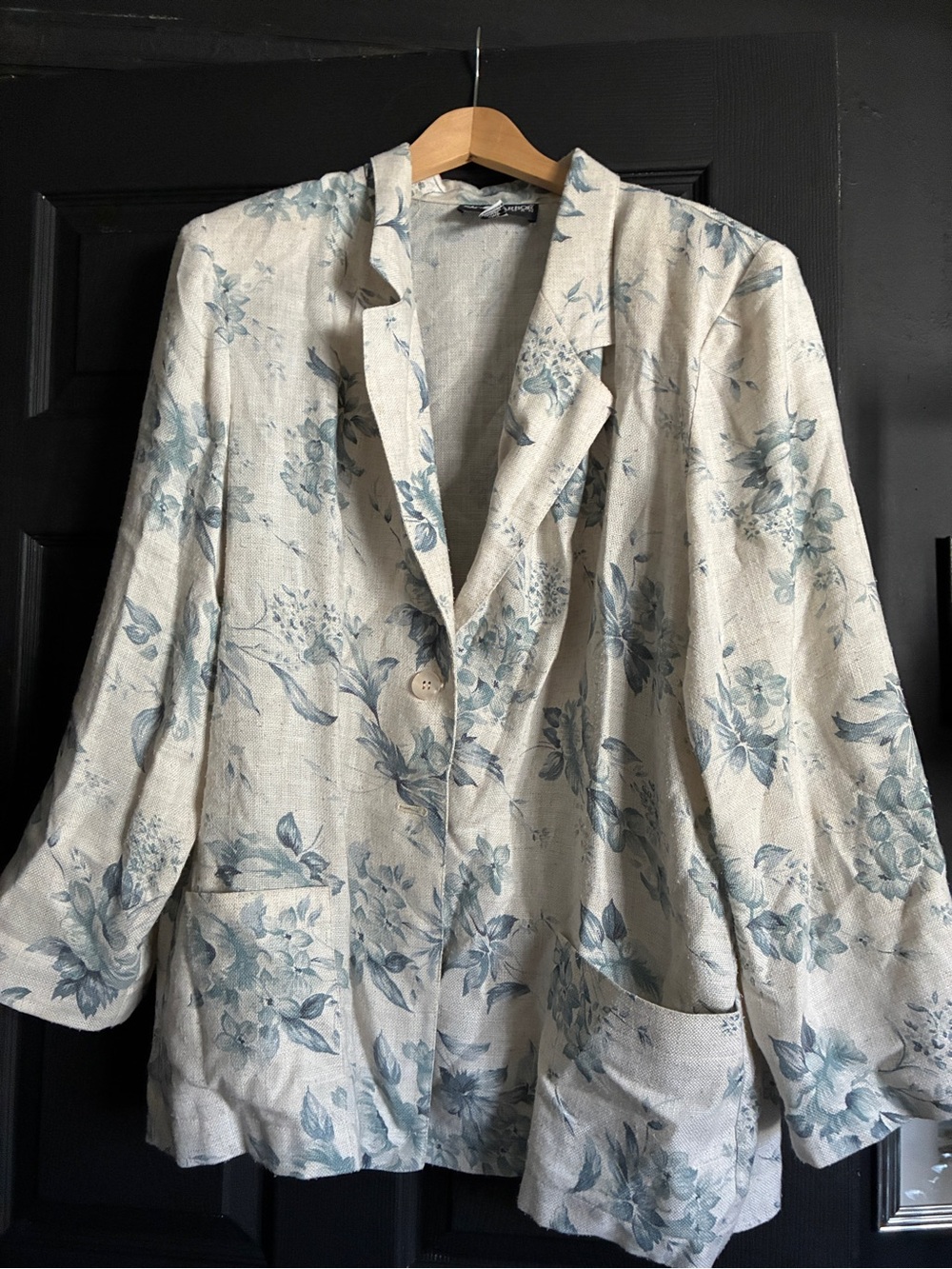 Sag Harbor Blue and Cream Floral Linen Jacket